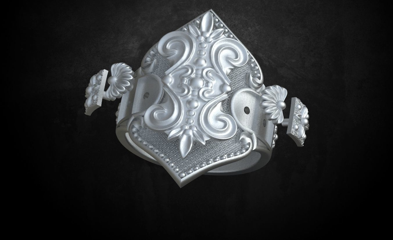 Womens ring with antique patterns stylish 241 3D print model_18