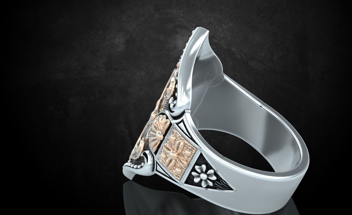 Womens ring with antique patterns stylish 241 3D print model_11