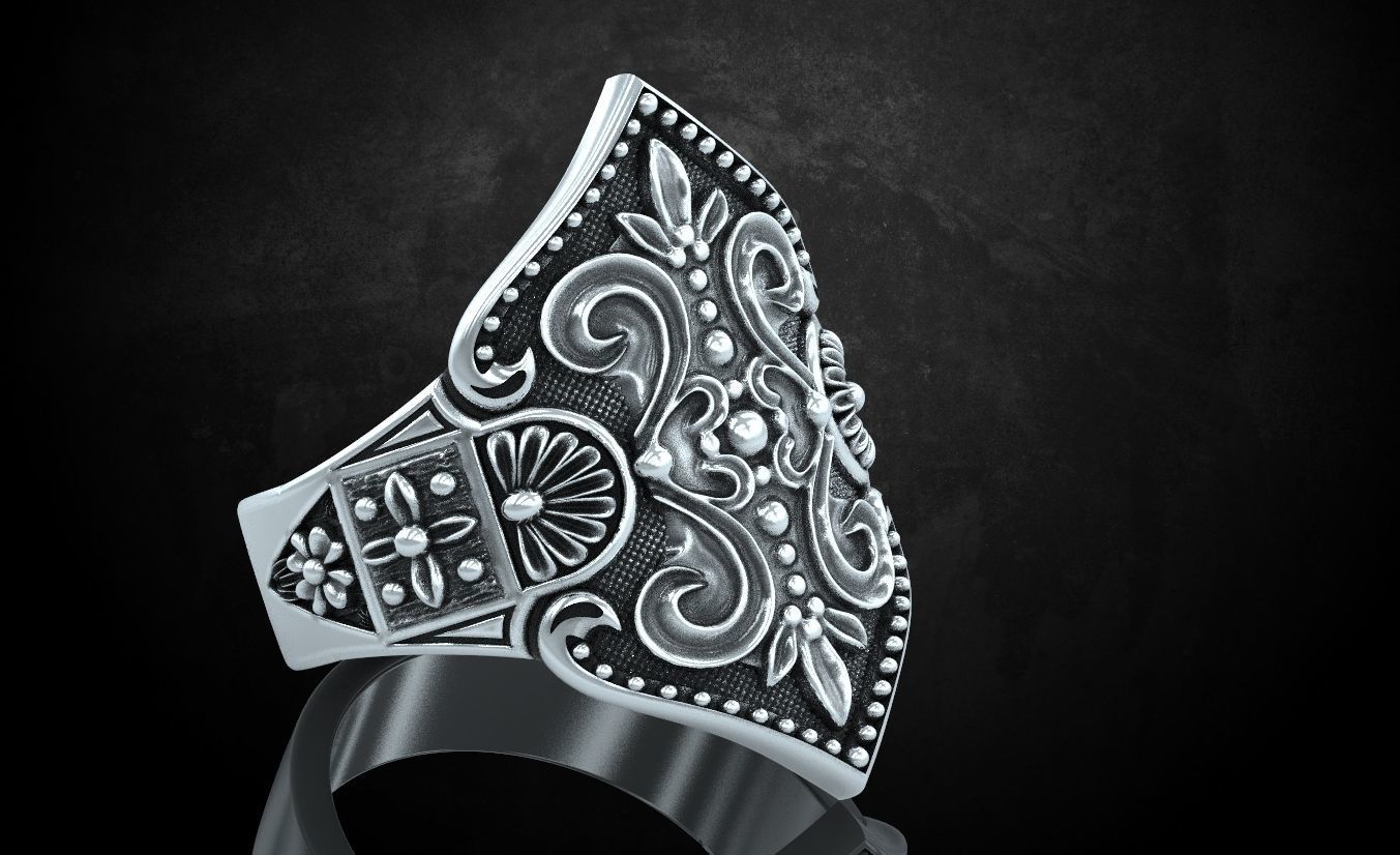 Womens ring with antique patterns stylish 241 3D print model_12