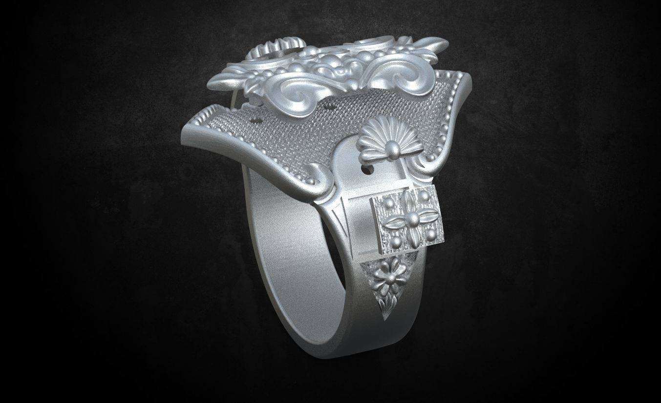 Womens ring with antique patterns stylish 241 3D print model_20