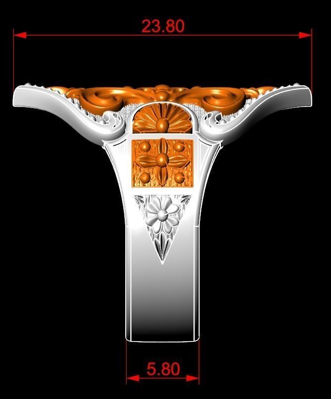 Womens ring with antique patterns stylish 241 3D print model_22