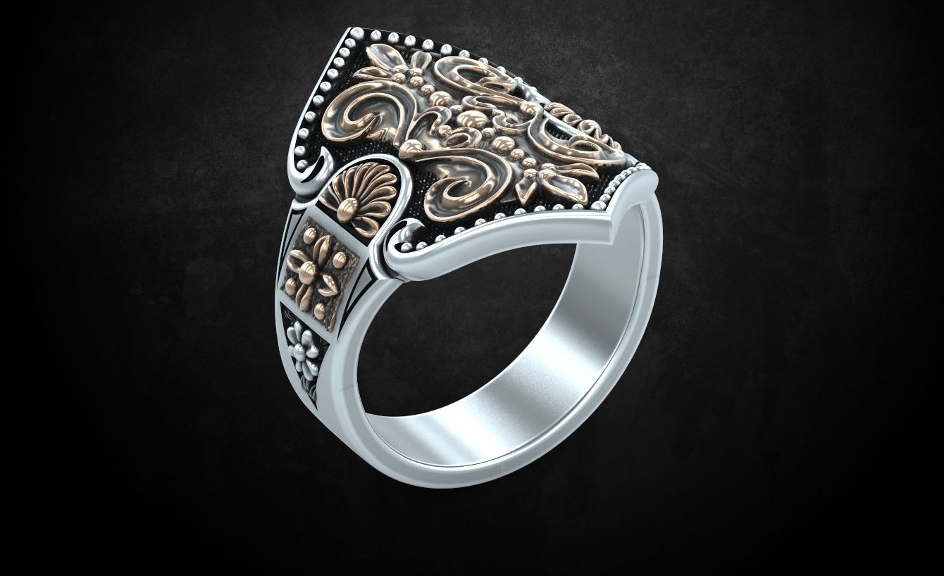 Womens ring with antique patterns stylish 241 3D print model_8