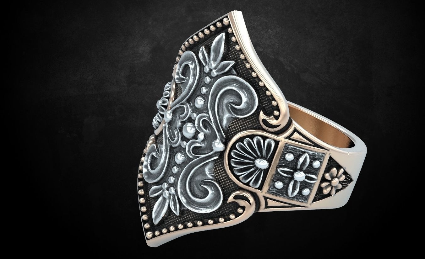 Womens ring with antique patterns stylish 241 3D print model_5