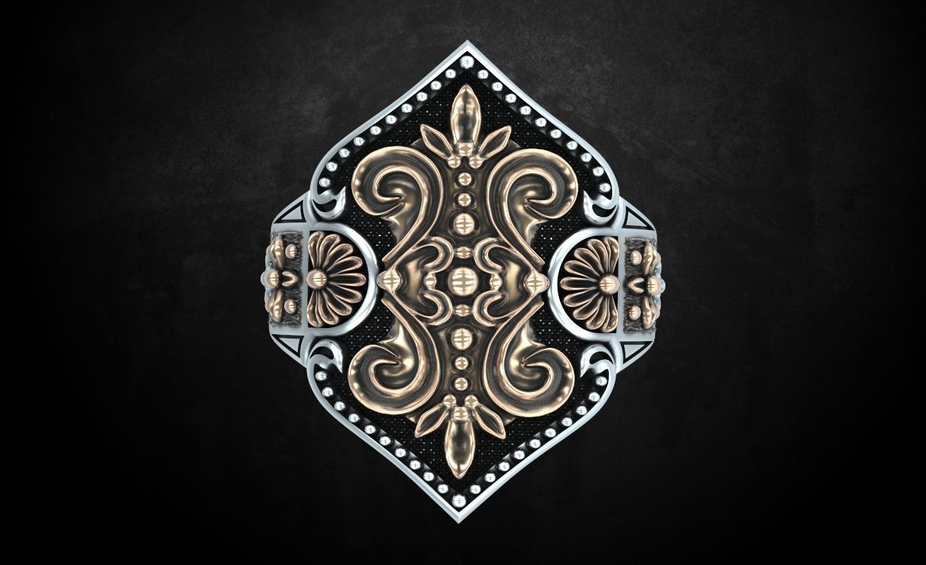 Womens ring with antique patterns stylish 241 3D print model_7