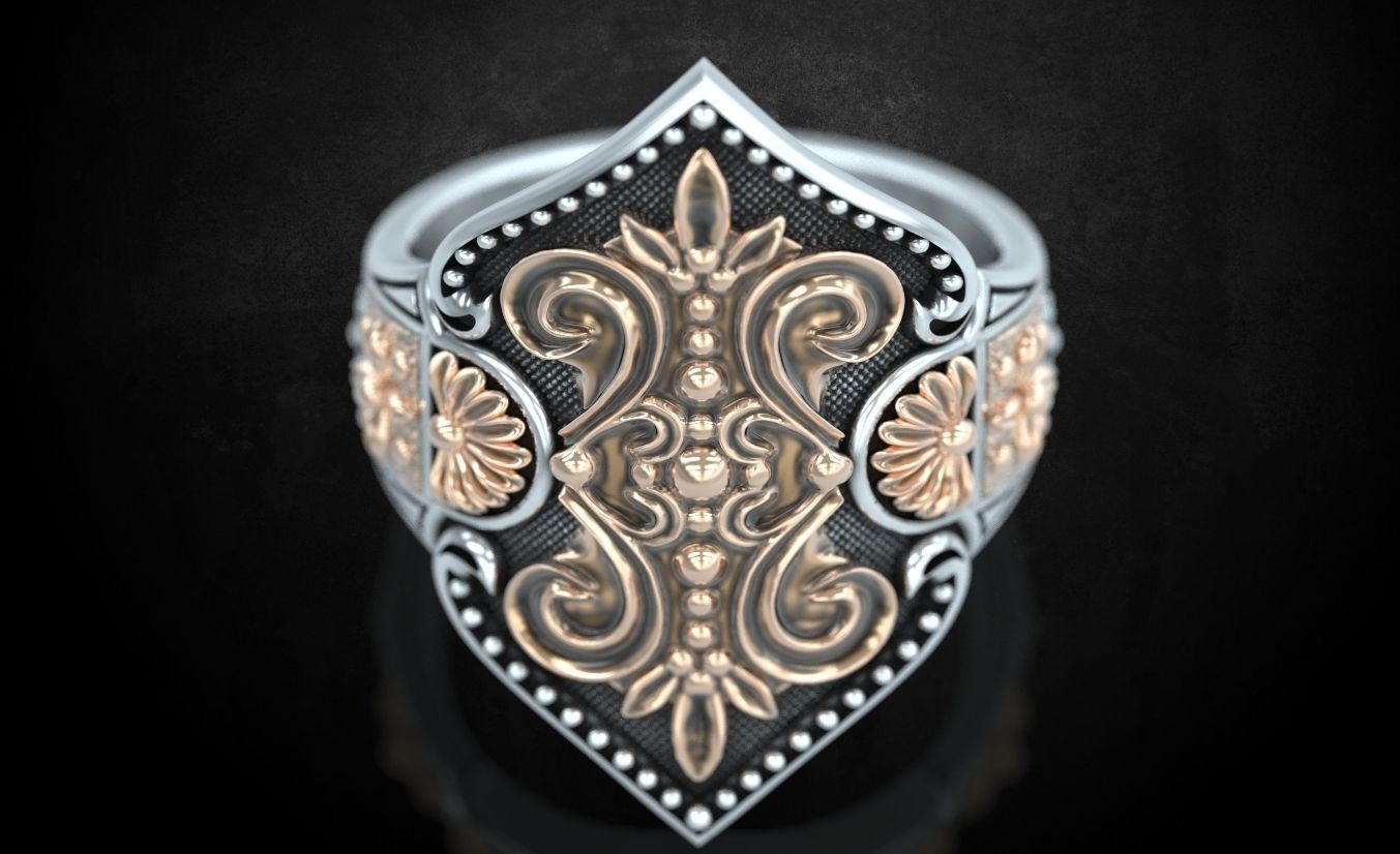 Womens ring with antique patterns stylish 241 3D print model_1
