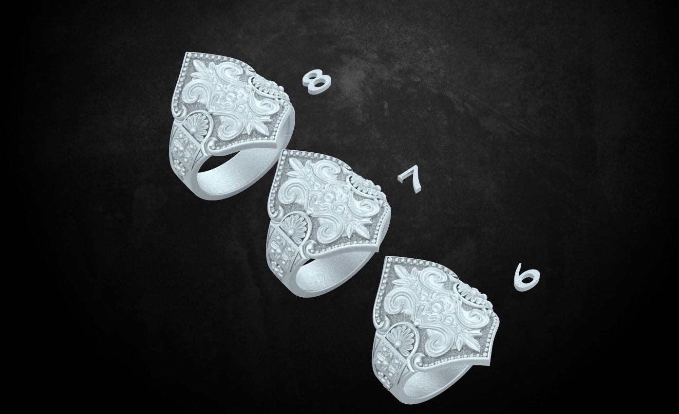 Womens ring with antique patterns stylish 241 3D print model_14