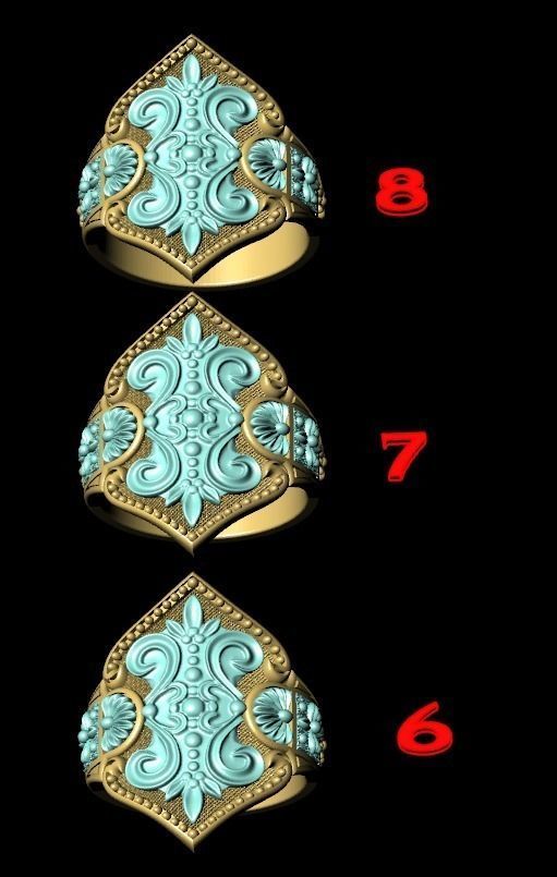 Womens ring with antique patterns stylish 241 3D print model_19