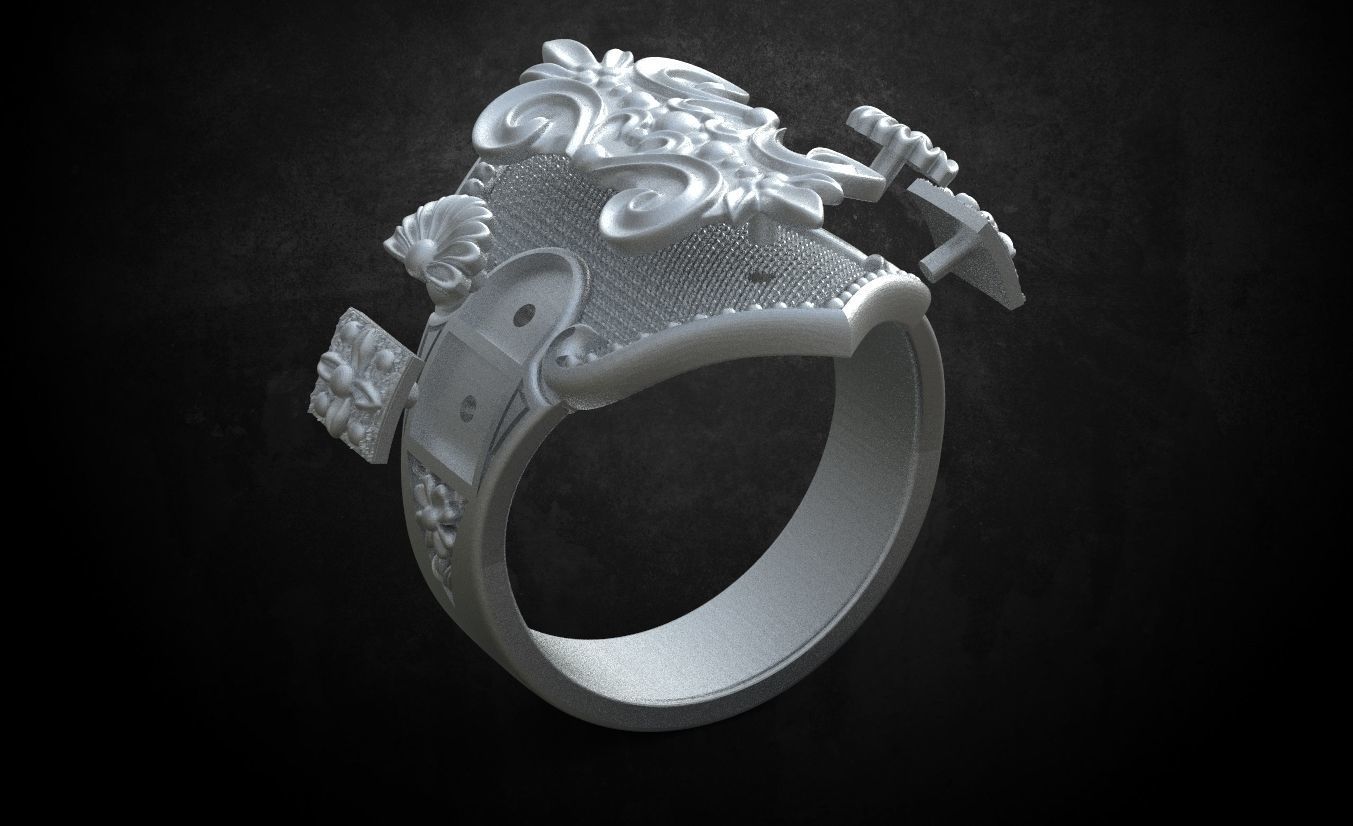 Womens ring with antique patterns stylish 241 3D print model_16