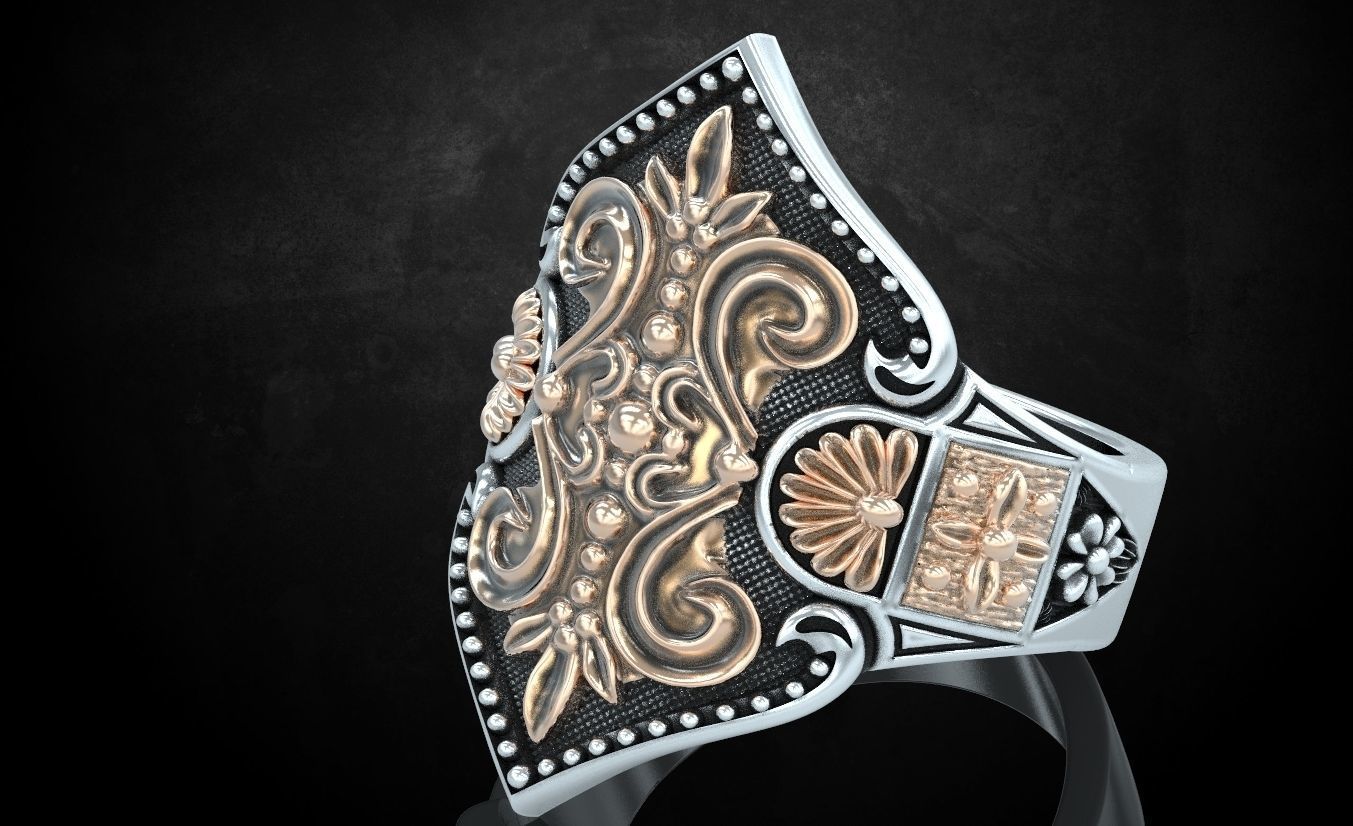 Womens ring with antique patterns stylish 241 3D print model_4