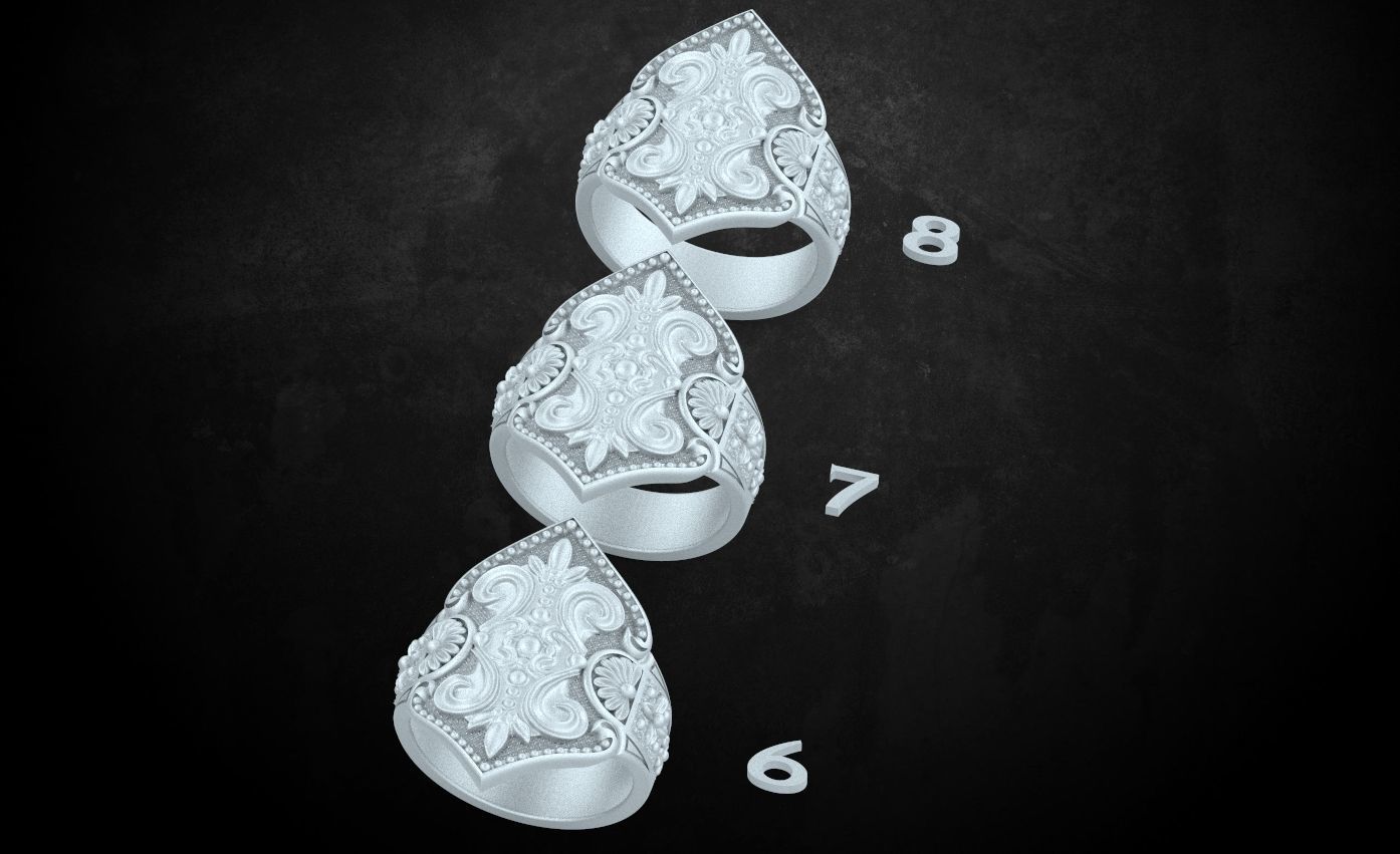 Womens ring with antique patterns stylish 241 3D print model_13