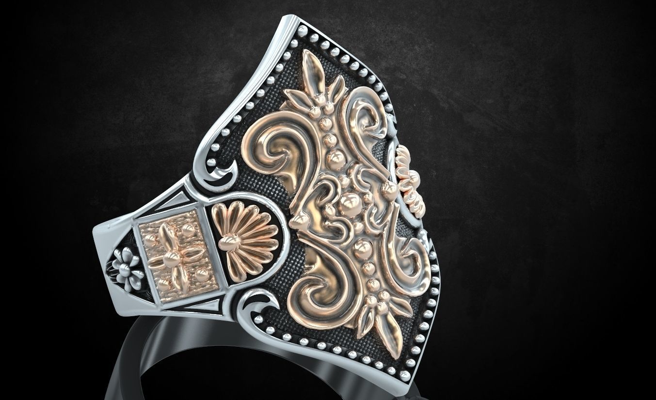 Womens ring with antique patterns stylish 241 3D print model_6