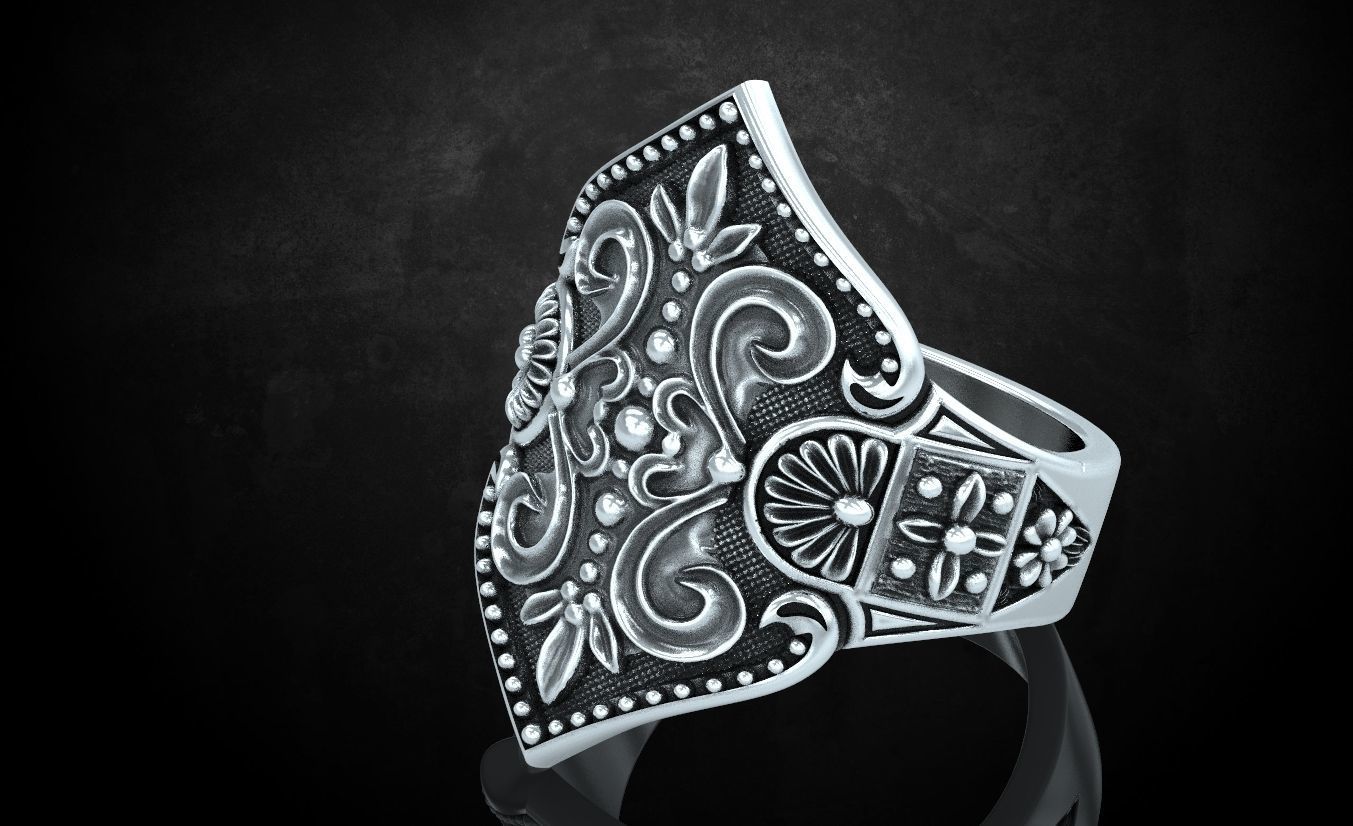 Womens ring with antique patterns stylish 241 3D print model_3