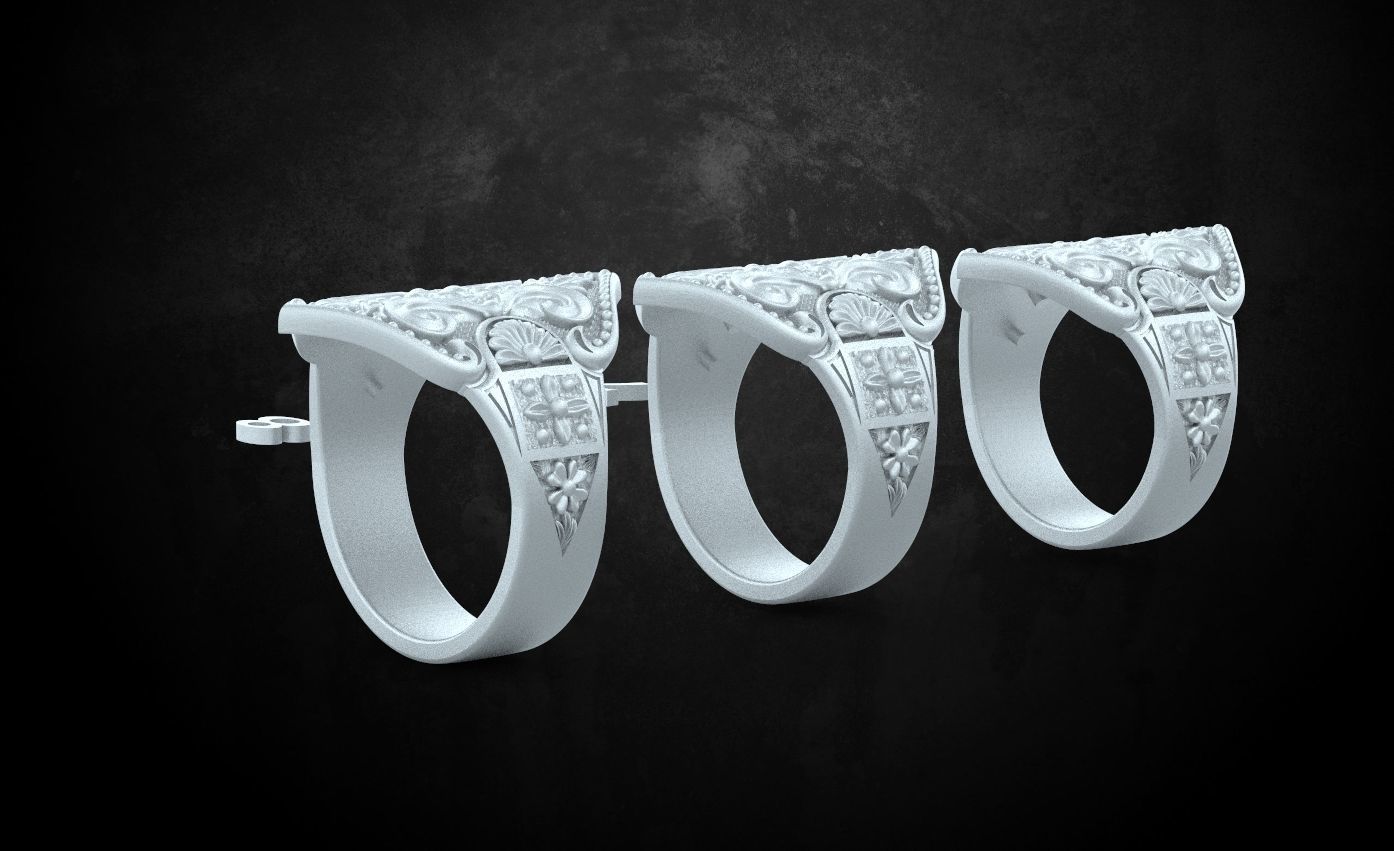 Womens ring with antique patterns stylish 241 3D print model_15