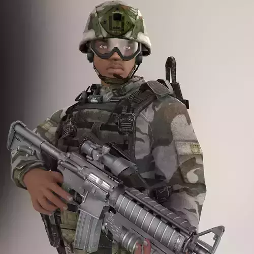 Soldier Black Lite V1 Rigged 3D model