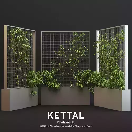 Kettal Pavilions XL Planter With Plants Low-poly 3D model
