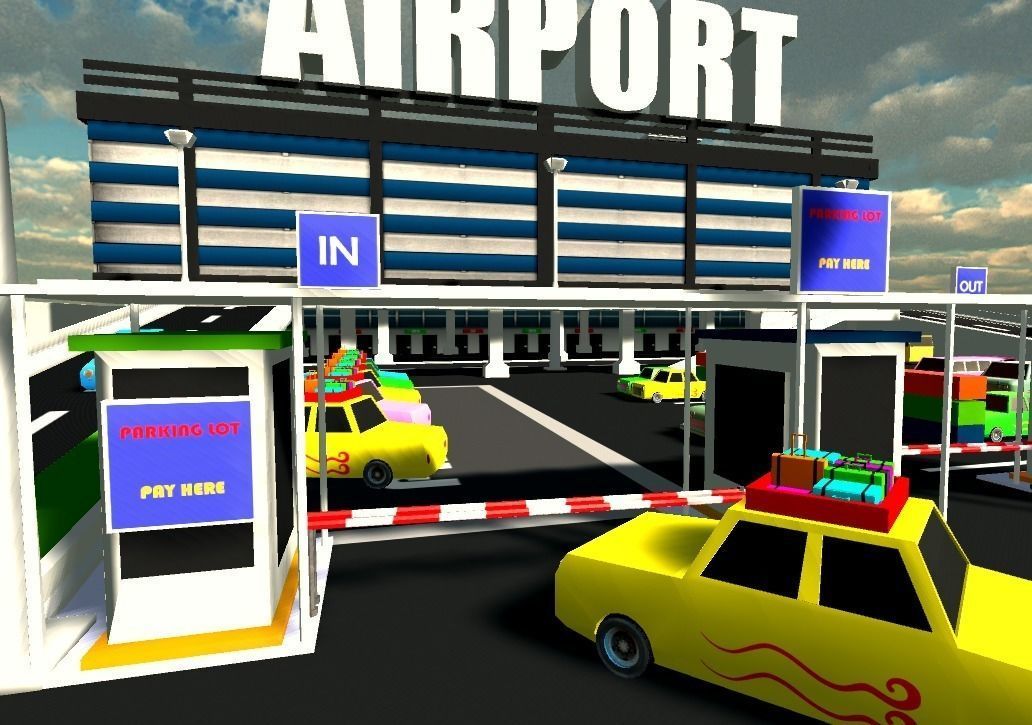 Low poly Airport Model with airplanes and planes Low-poly 3D model_3