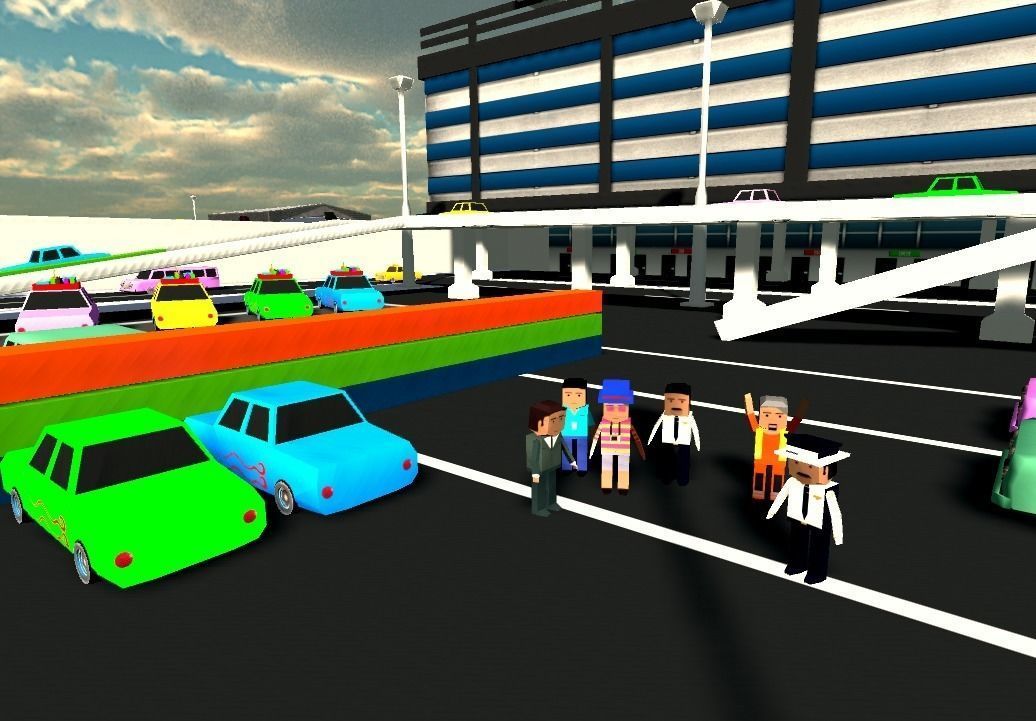 Low poly Airport Model with airplanes and planes Low-poly 3D model_1
