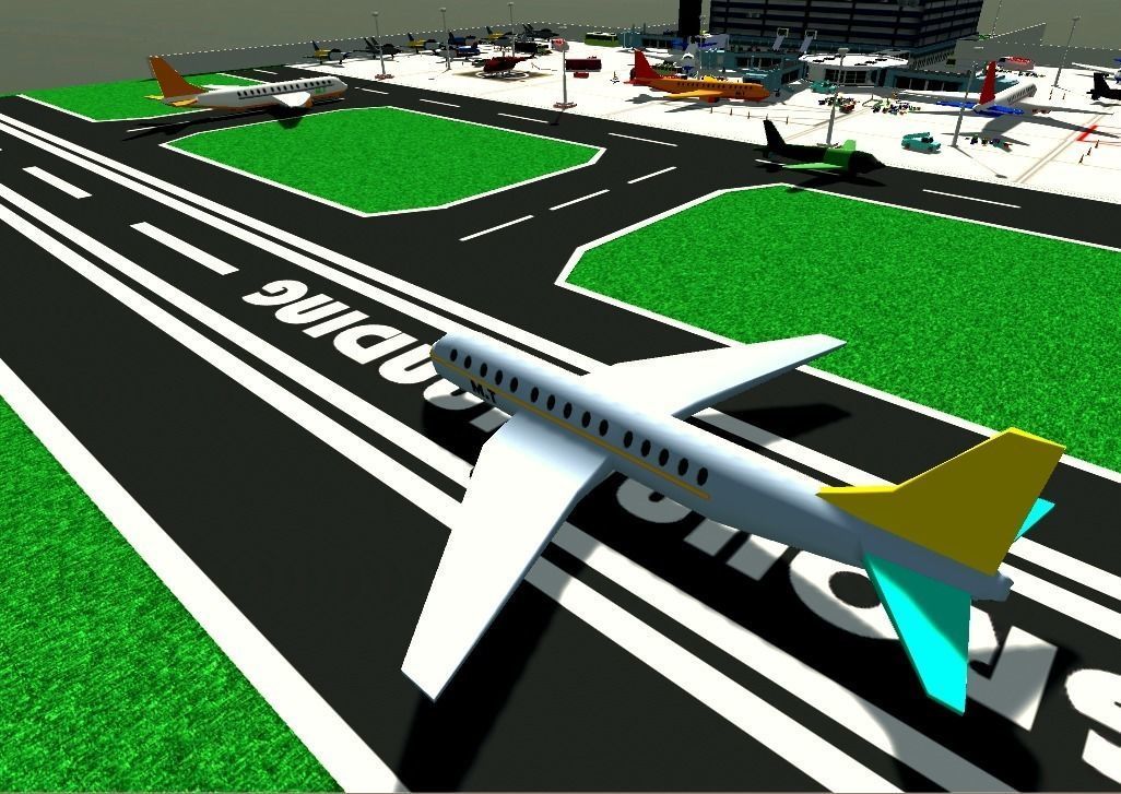 Low poly Airport Model with airplanes and planes Low-poly 3D model_7