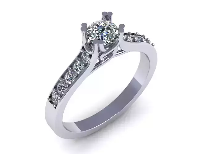 S Ring diamond engagement gold 3D model