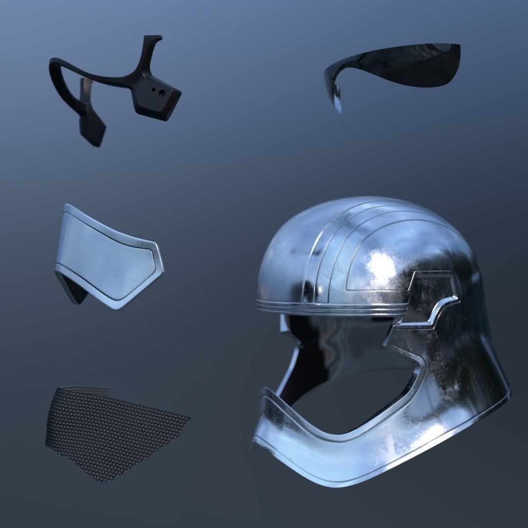 Captain Phasma Helmet Low-poly 3D model_9