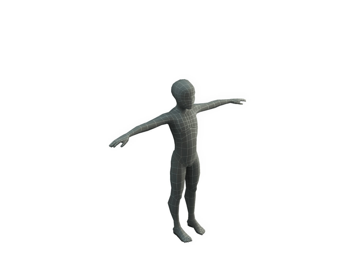 Base Mesh Kid - Low Poly  Low-poly 3D model_4