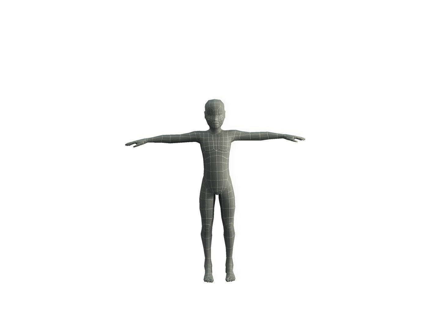 Base Mesh Kid - Low Poly  Low-poly 3D model_2