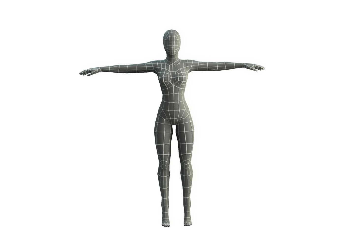 Base Mesh Female -Low Poly Low-poly 3D model_5