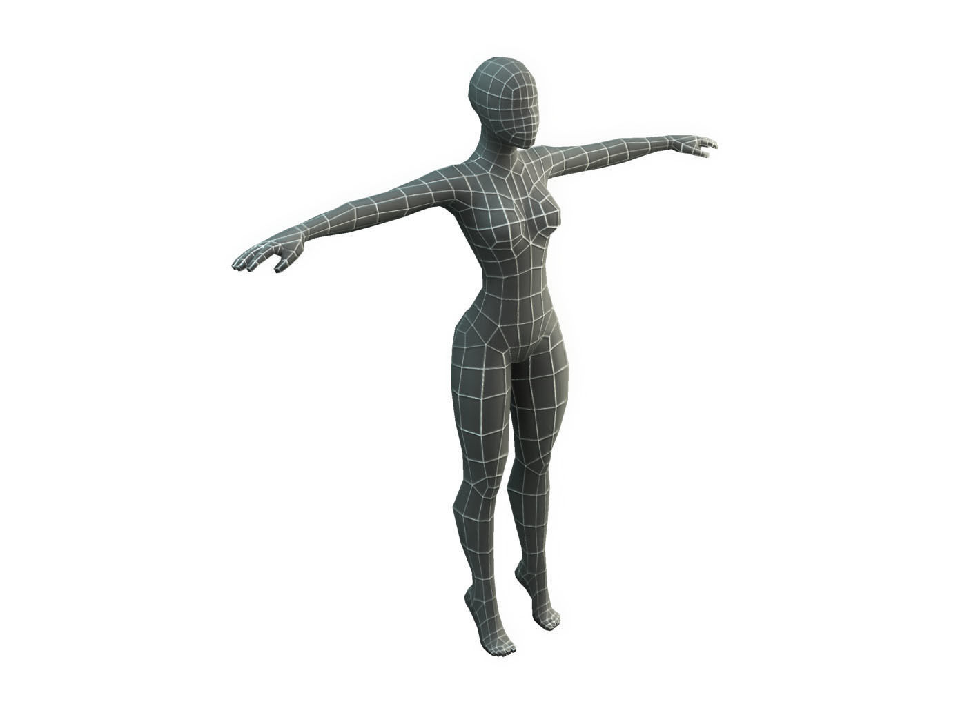 Base Mesh Female -Low Poly Low-poly 3D model_1