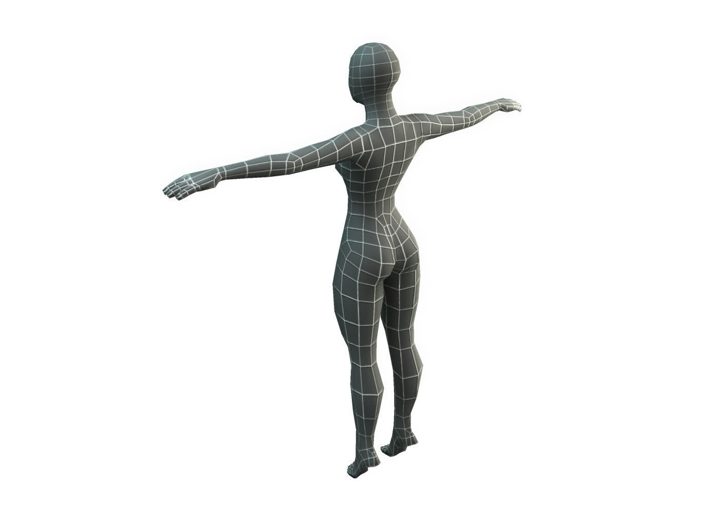 Base Mesh Female -Low Poly Low-poly 3D model_7