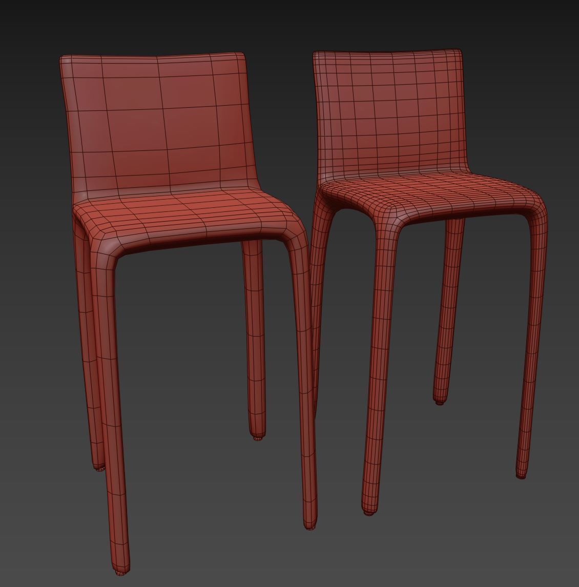 Stool 410 CAB Leather Low-poly 3D model_2