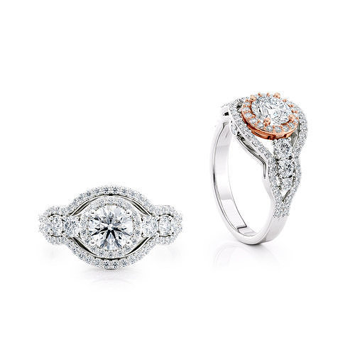 Classic too-tone ring R 0336 printable model halo engagement ... 3D print model