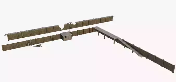 Trench System World War Modular Free low-poly 3D model