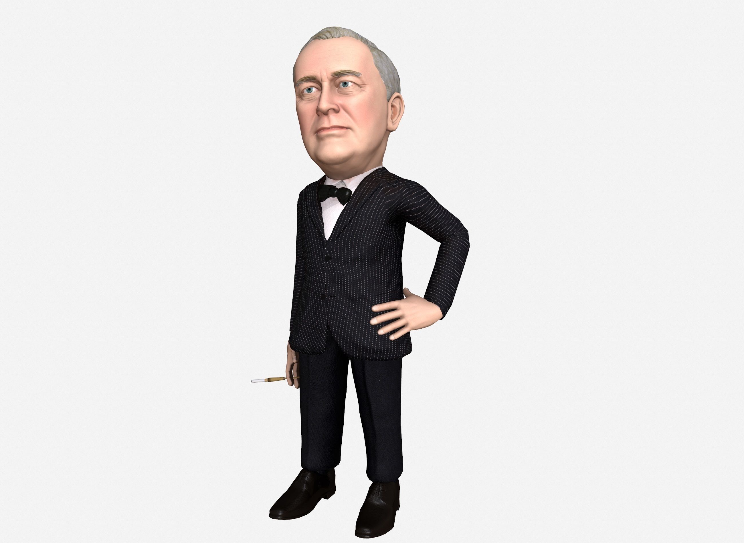 Franklin Delano Roosevelt stylized rigged animated 3Dcharacter Low-poly 3D model_15