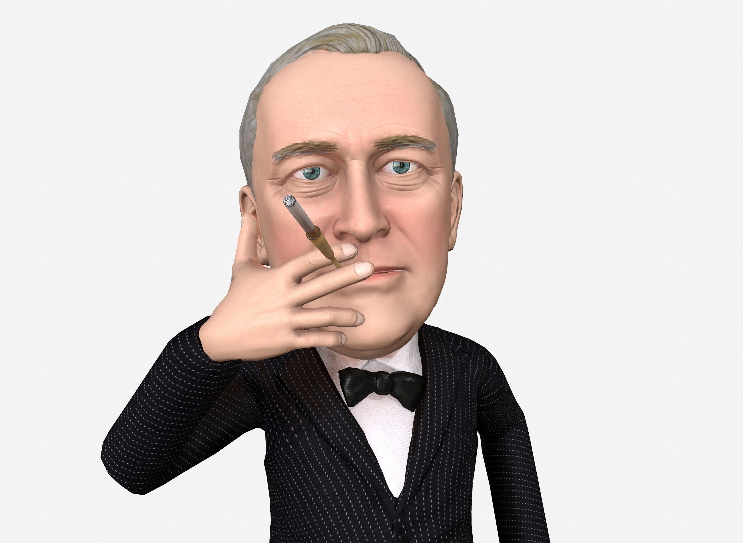 Franklin Delano Roosevelt stylized rigged animated 3Dcharacter Low-poly 3D model_16