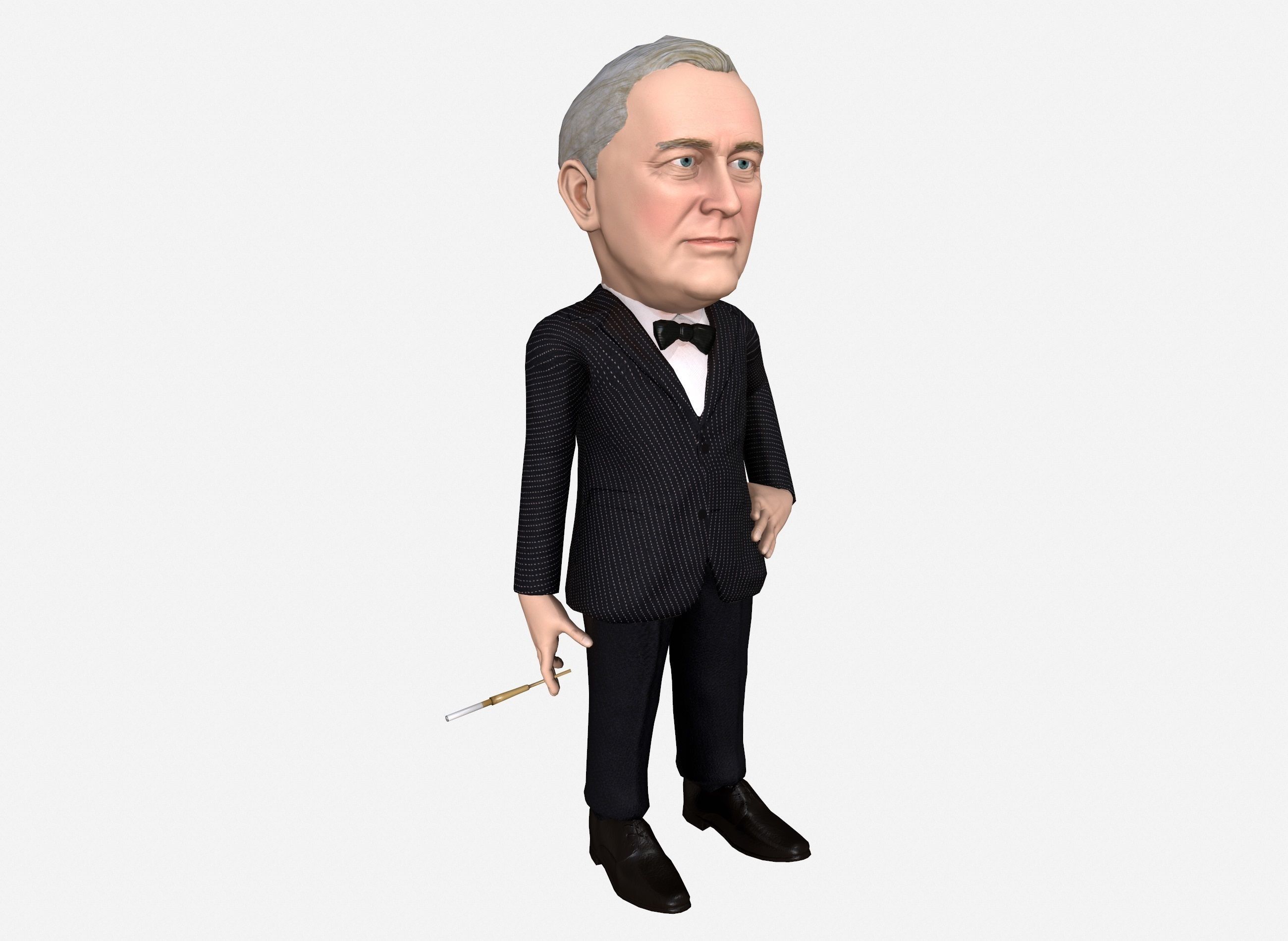 Franklin Delano Roosevelt stylized rigged animated 3Dcharacter Low-poly 3D model_10
