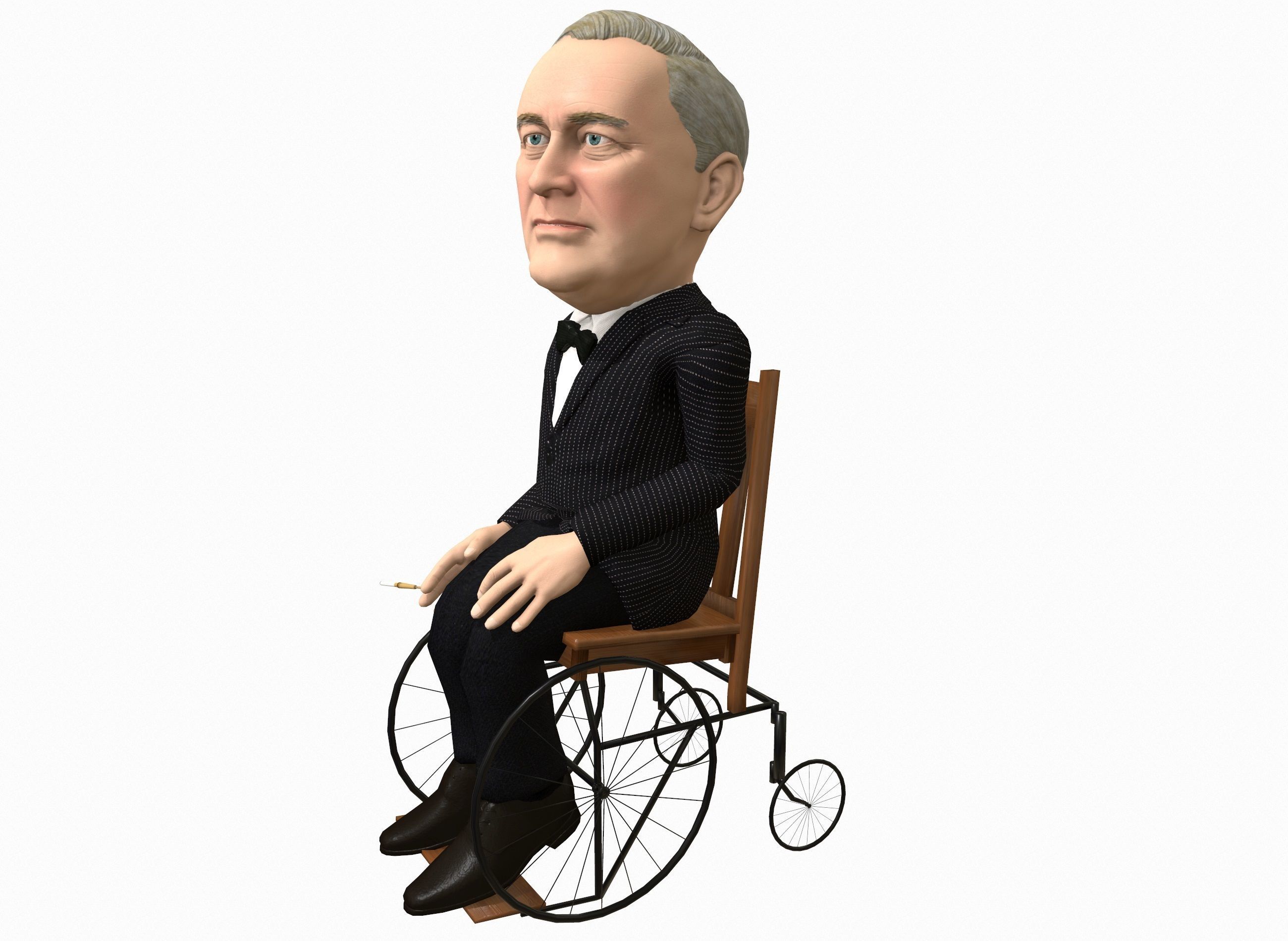Franklin Delano Roosevelt stylized rigged animated 3Dcharacter Low-poly 3D model_3