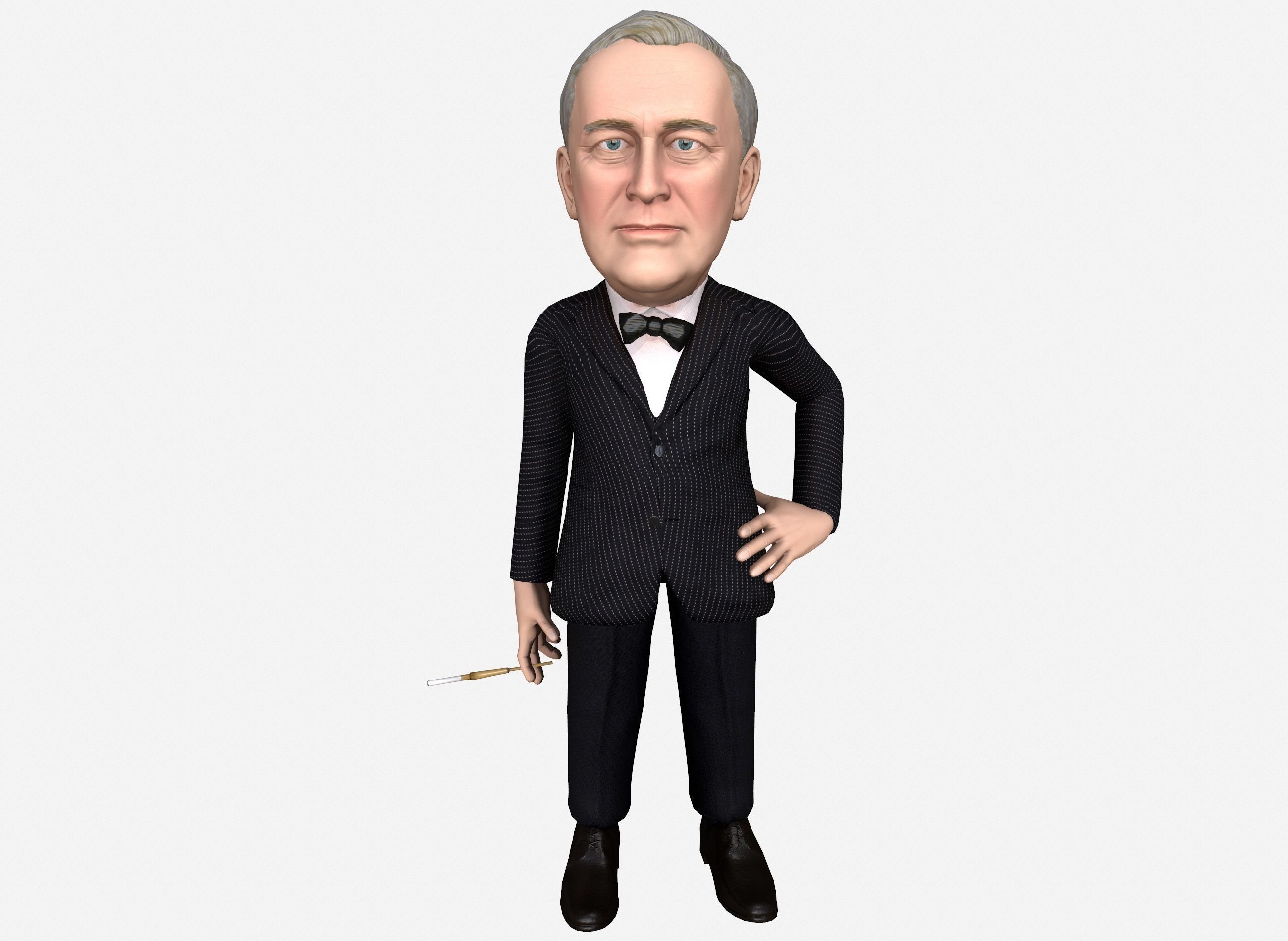 Franklin Delano Roosevelt stylized rigged animated 3Dcharacter Low-poly 3D model_11