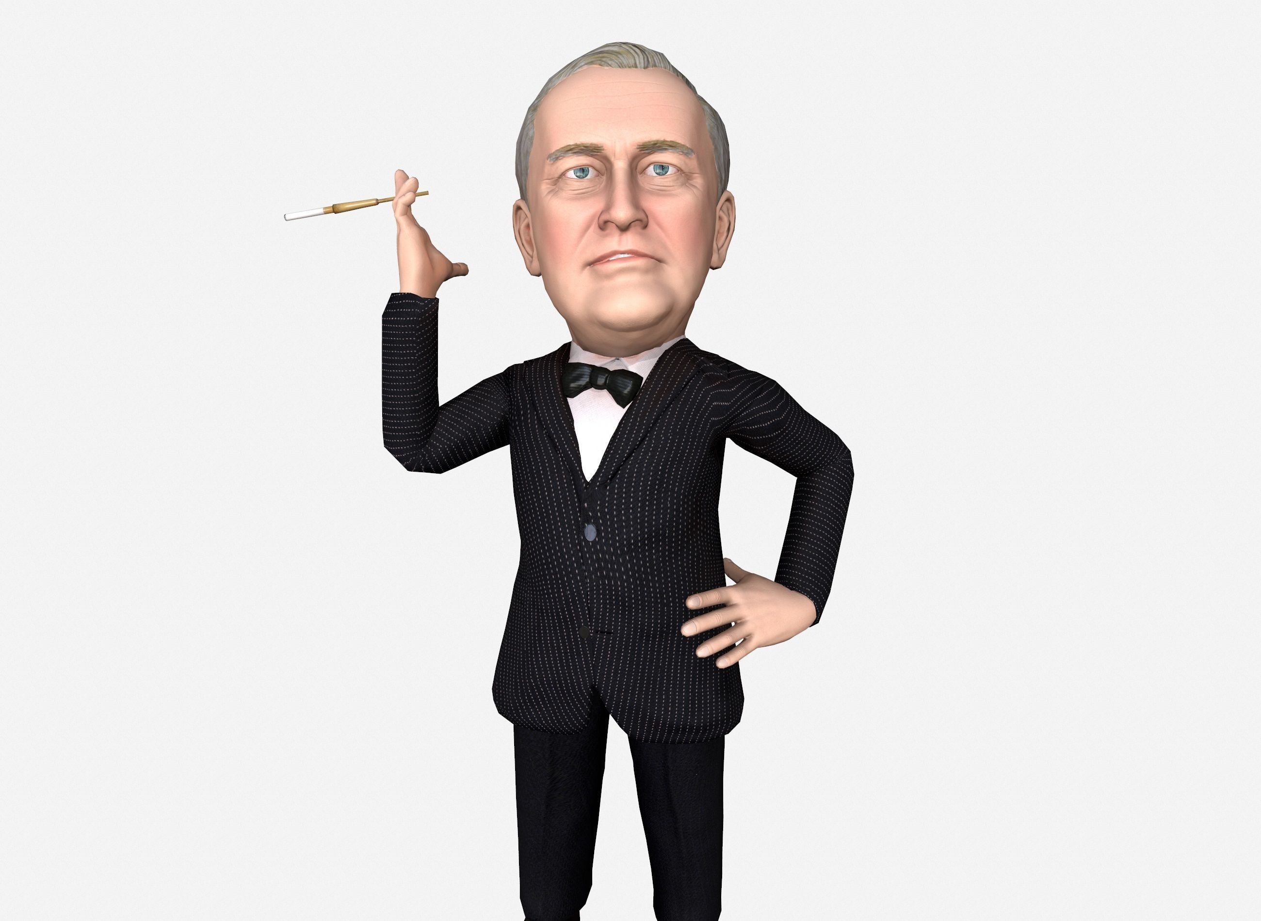 Franklin Delano Roosevelt stylized rigged animated 3Dcharacter Low-poly 3D model_17