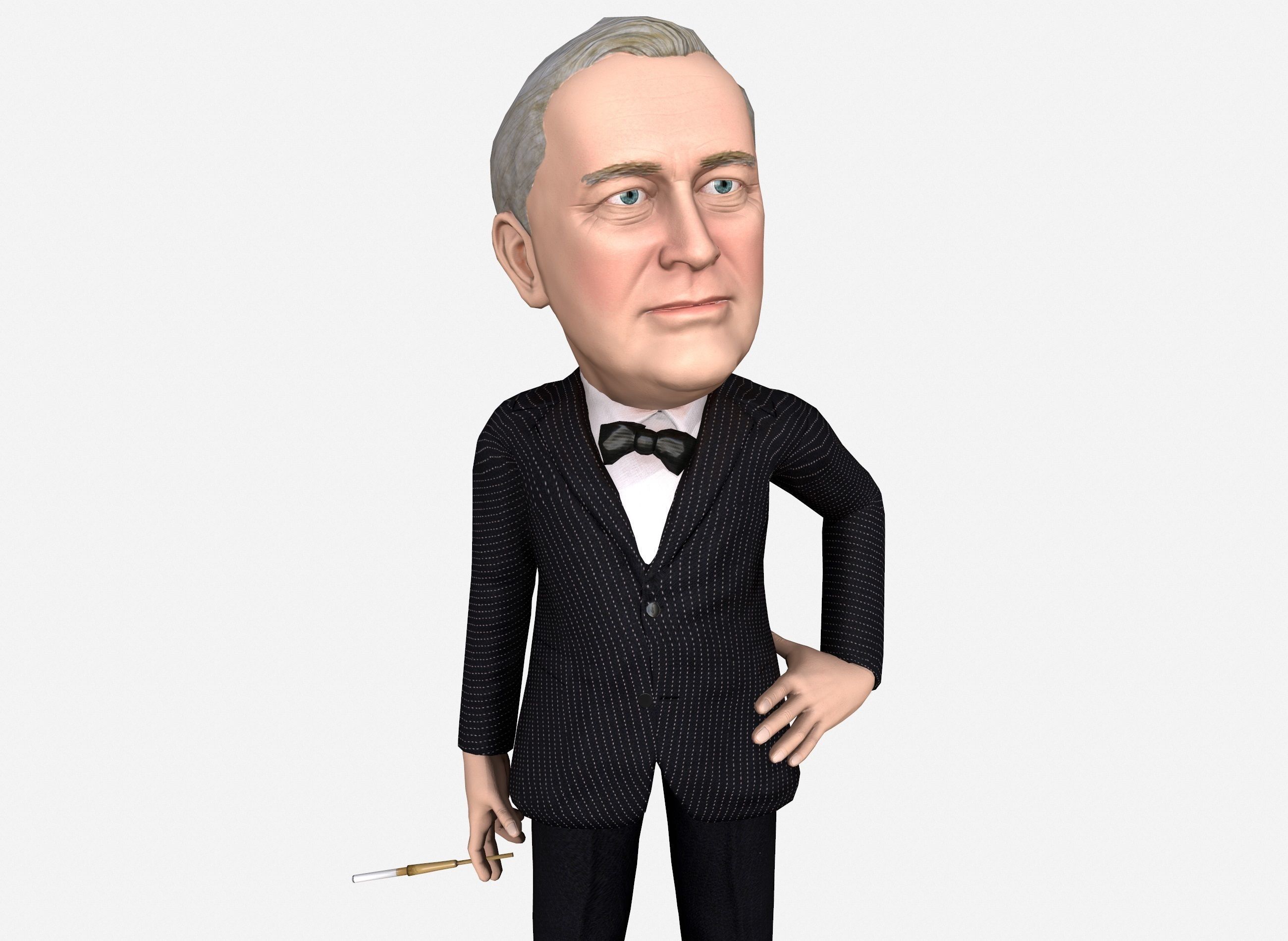 Franklin Delano Roosevelt stylized rigged animated 3Dcharacter Low-poly 3D model_12