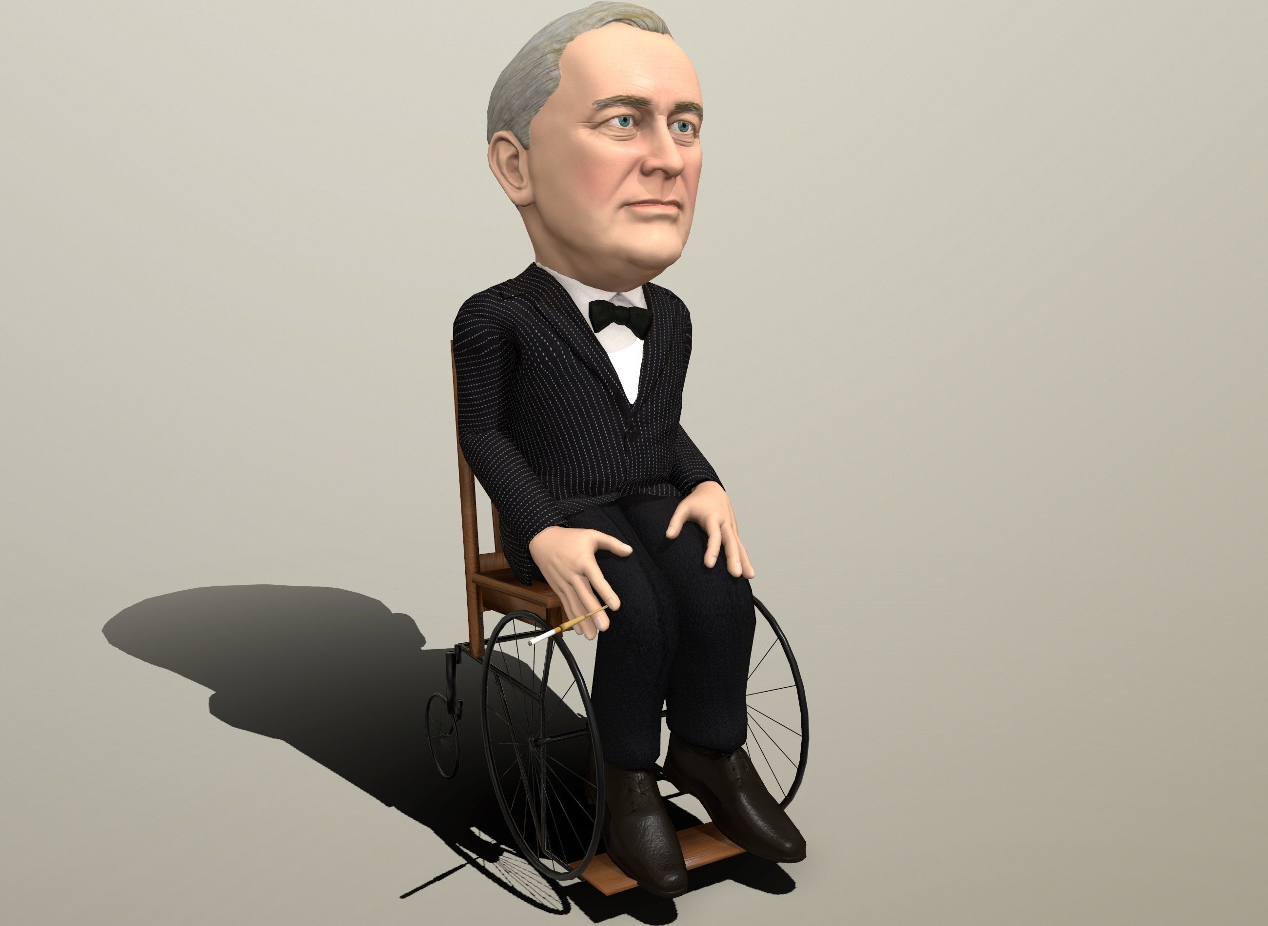 Franklin Delano Roosevelt stylized rigged animated 3Dcharacter Low-poly 3D model_6