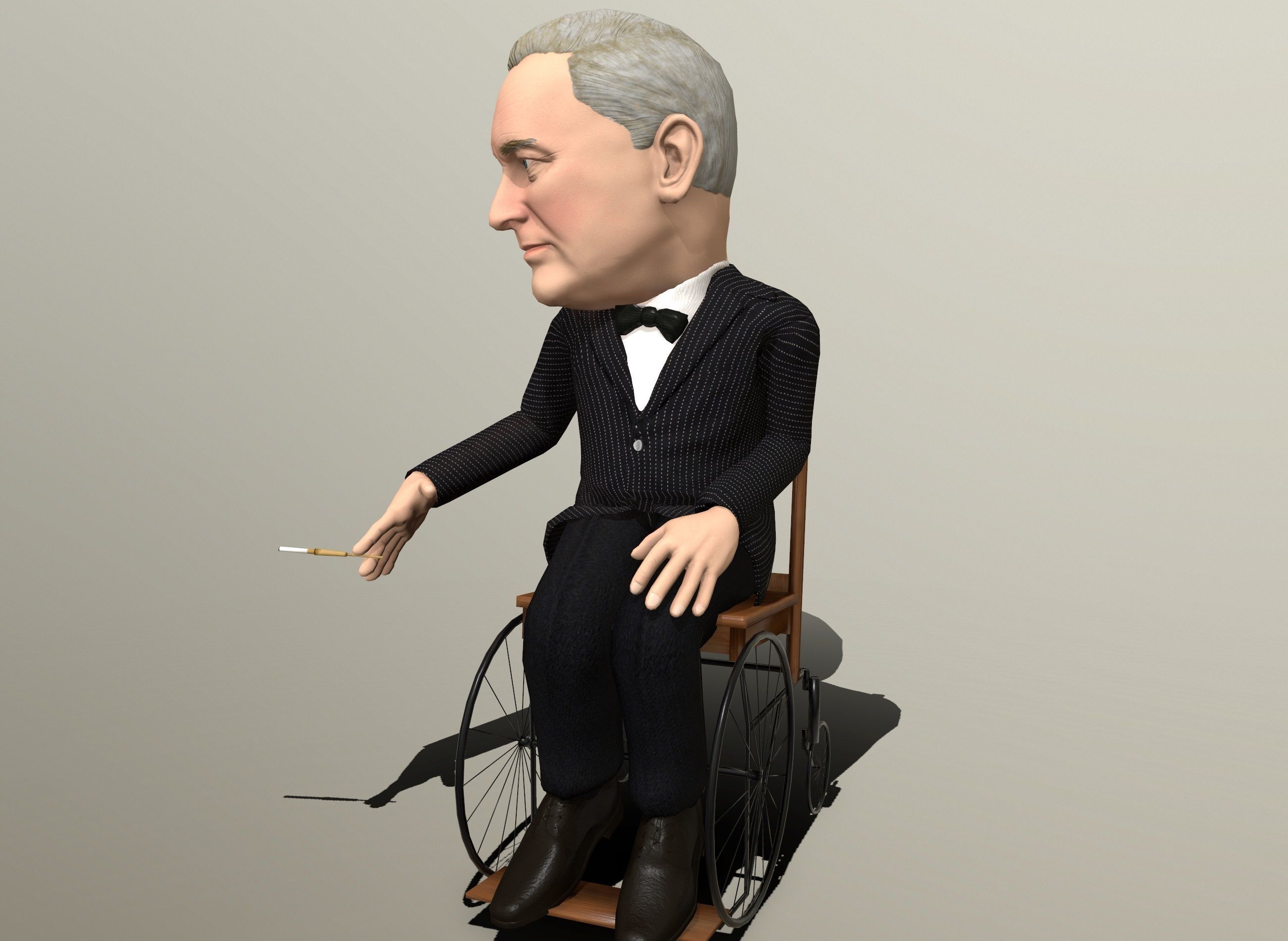 Franklin Delano Roosevelt stylized rigged animated 3Dcharacter Low-poly 3D model_5