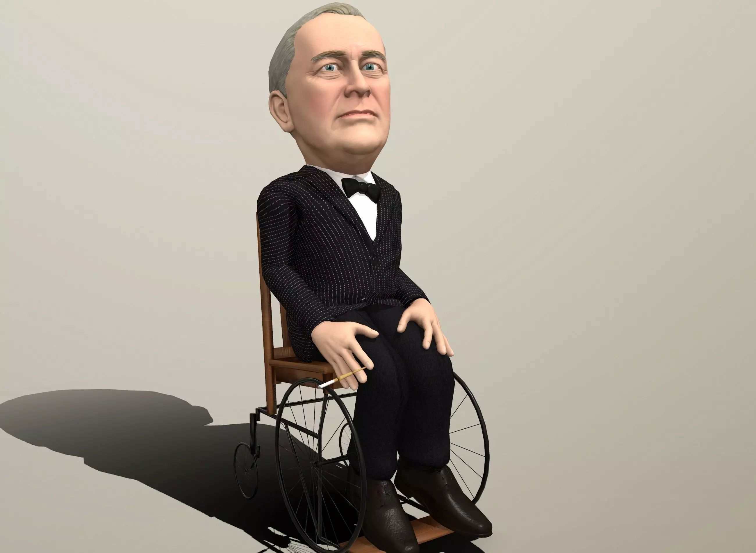 Franklin Delano Roosevelt stylized rigged animated 3Dcharacter Low-poly 3D model_0