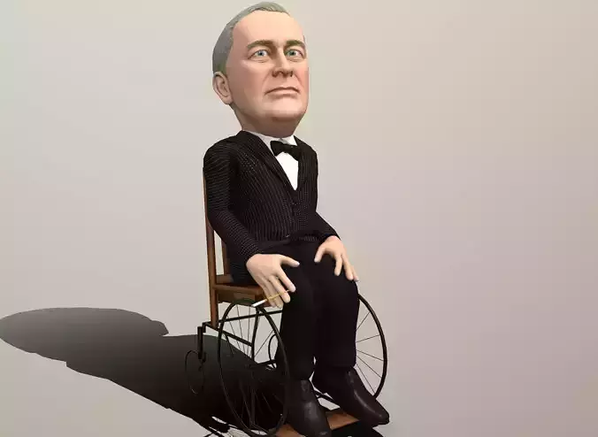 Franklin Delano Roosevelt stylized rigged animated 3Dcharacter Low-poly 3D model