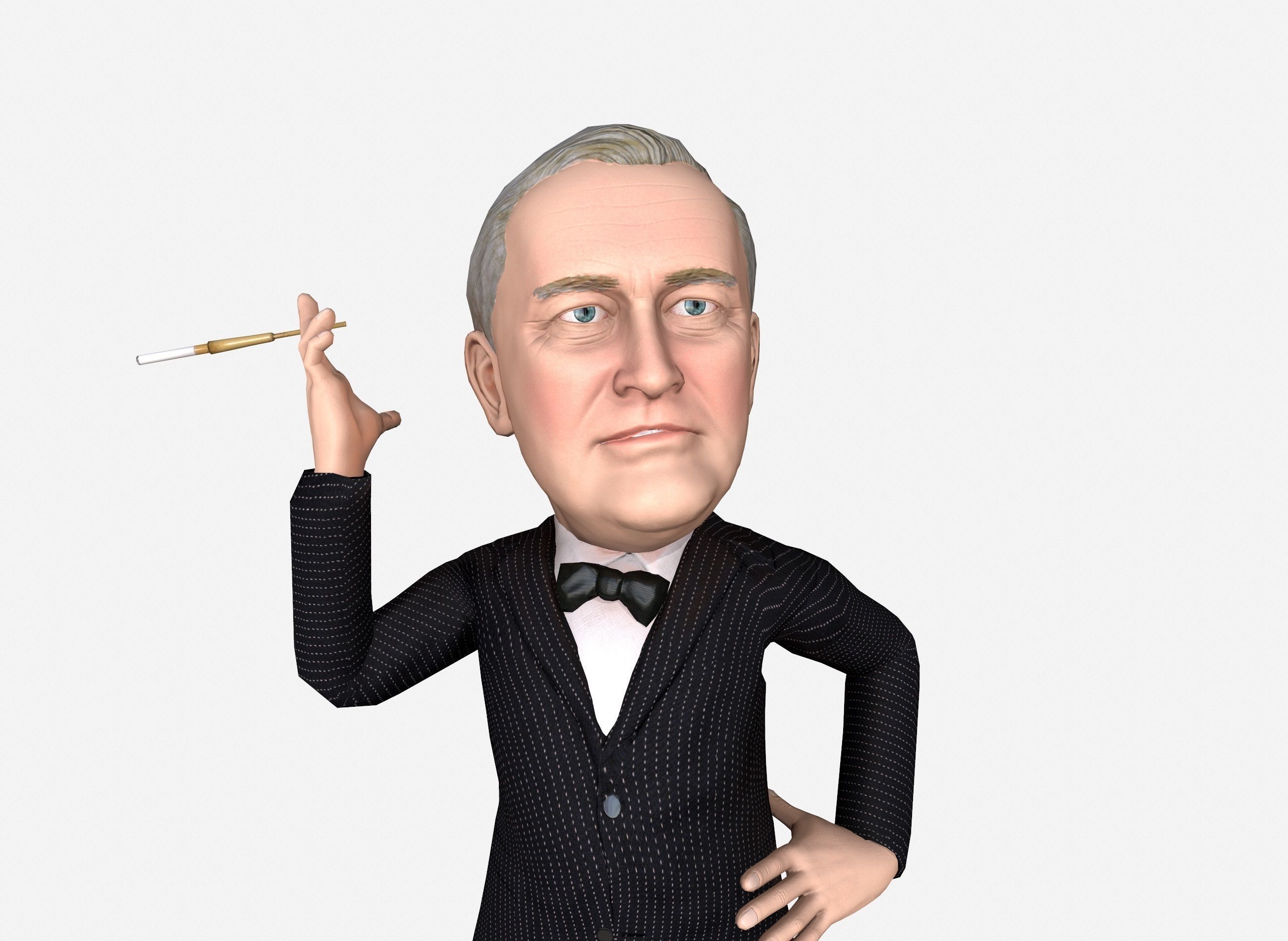 Franklin Delano Roosevelt stylized rigged animated 3Dcharacter Low-poly 3D model_14