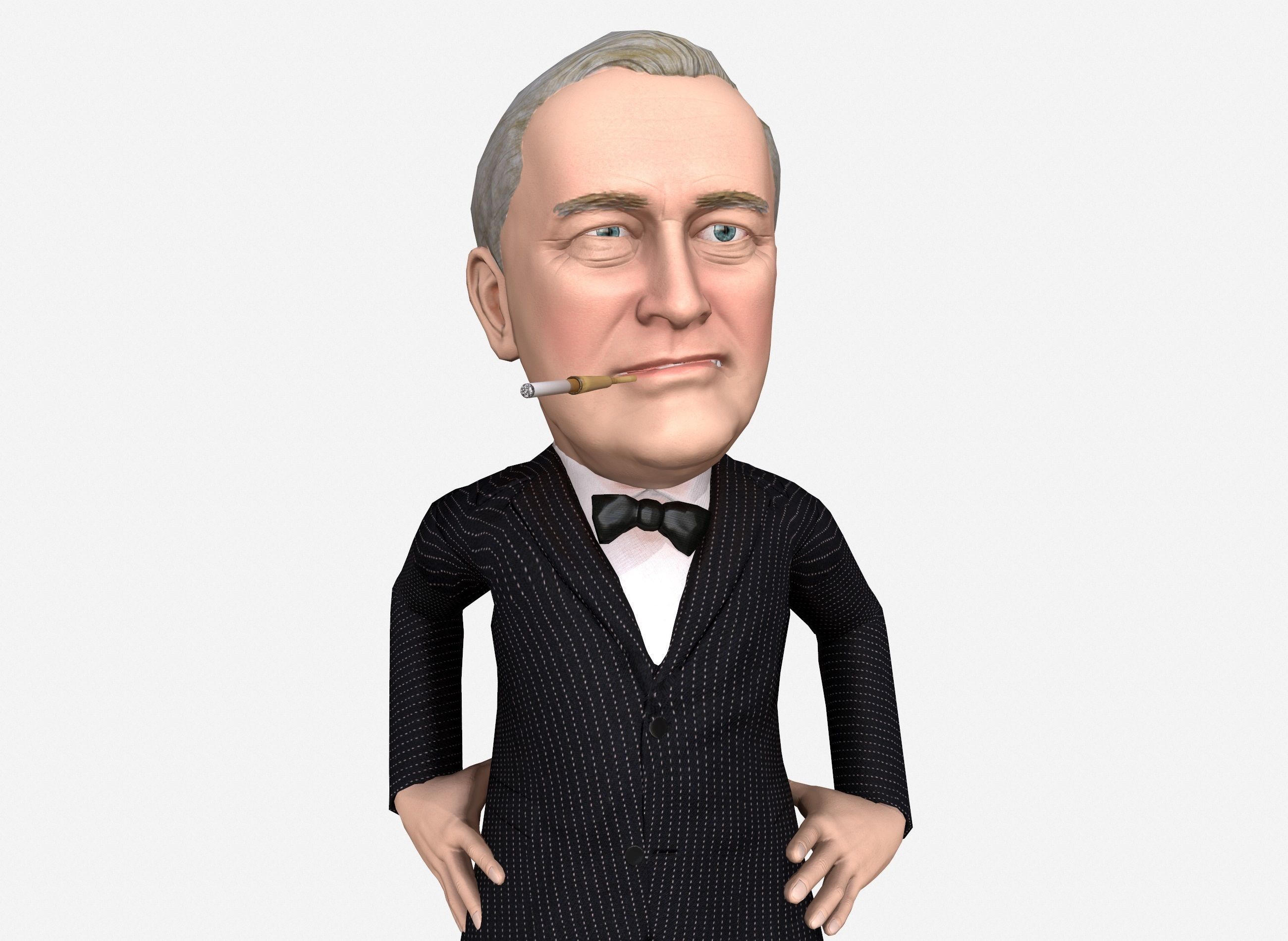 Franklin Delano Roosevelt stylized rigged animated 3Dcharacter Low-poly 3D model_9