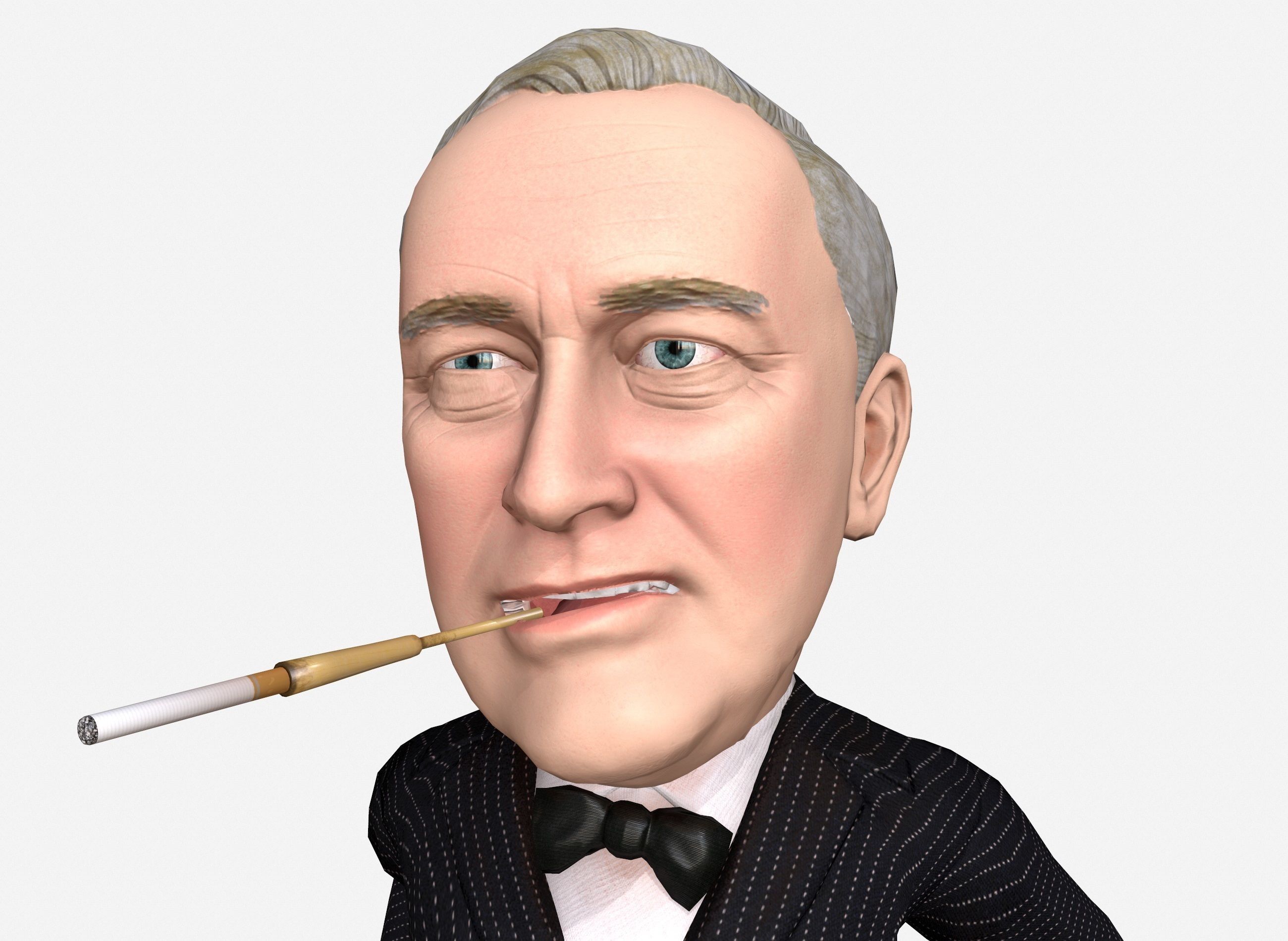 Franklin Delano Roosevelt stylized rigged animated 3Dcharacter Low-poly 3D model_20