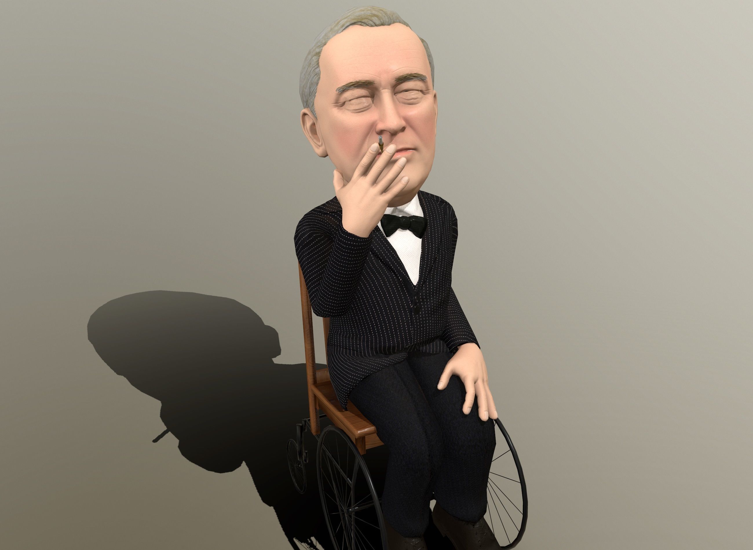 Franklin Delano Roosevelt stylized rigged animated 3Dcharacter Low-poly 3D model_7