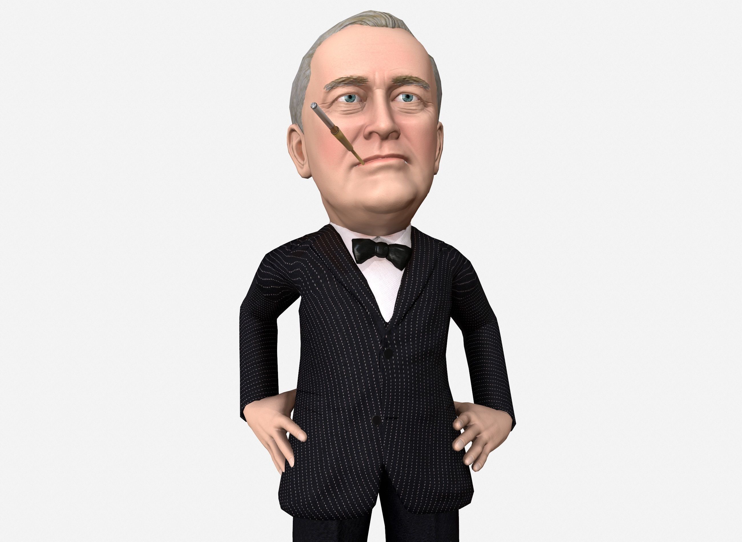 Franklin Delano Roosevelt stylized rigged animated 3Dcharacter Low-poly 3D model_4