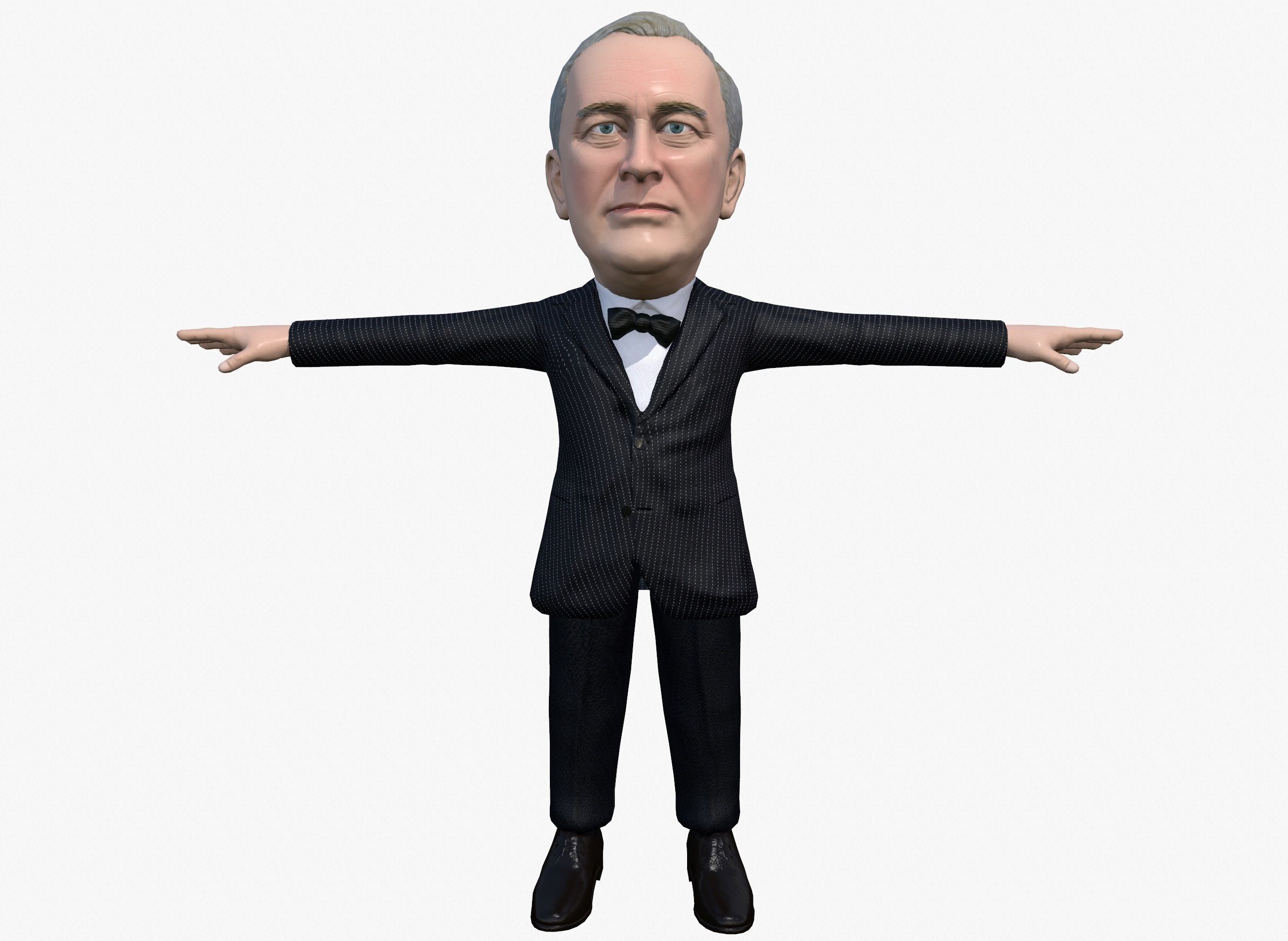 Franklin Delano Roosevelt stylized rigged animated 3Dcharacter Low-poly 3D model_23