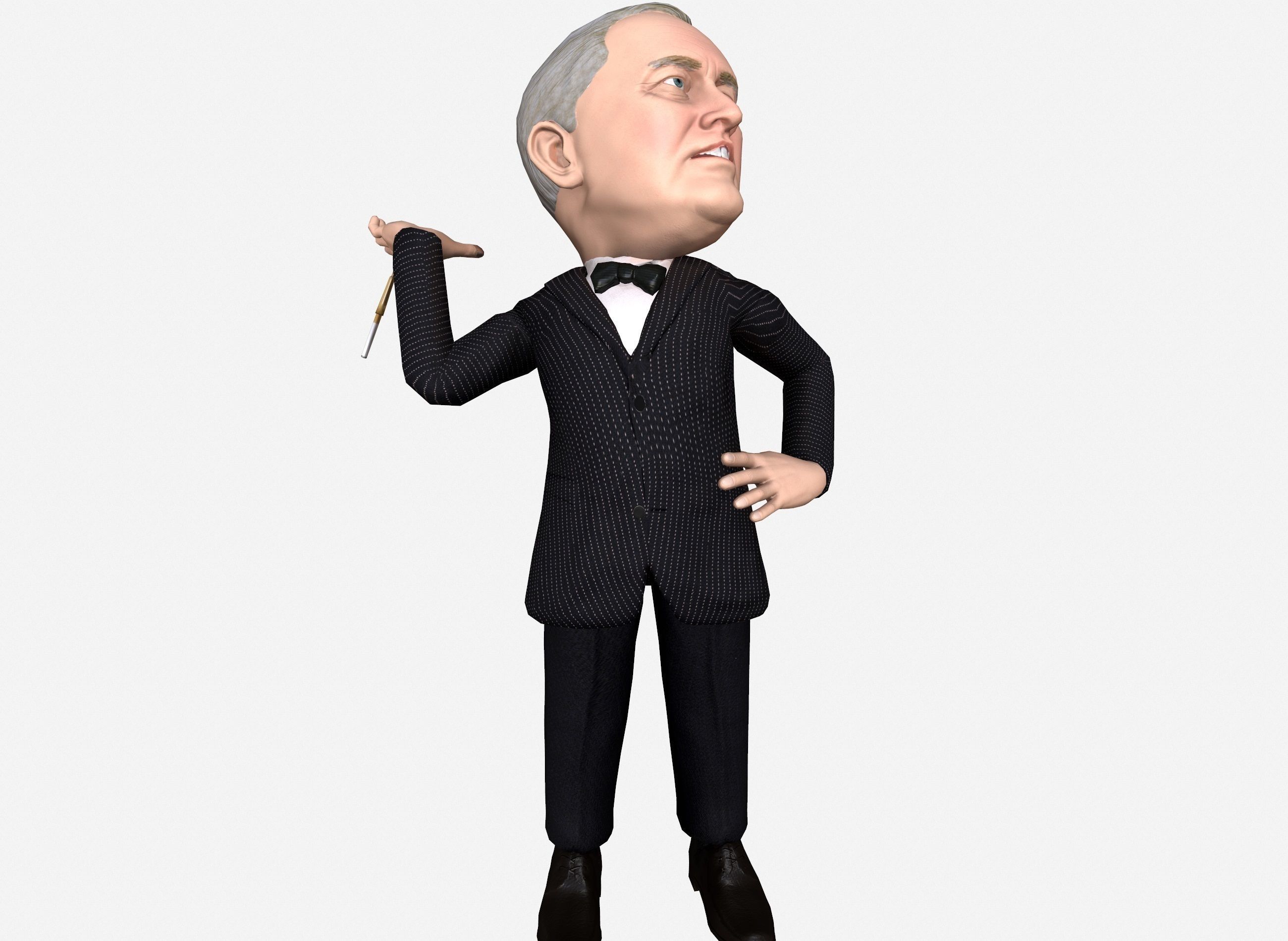 Franklin Delano Roosevelt stylized rigged animated 3Dcharacter Low-poly 3D model_13